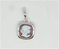 Pendente Cameo Italiano Donna Classica in Argento Madreperla P19 - P19